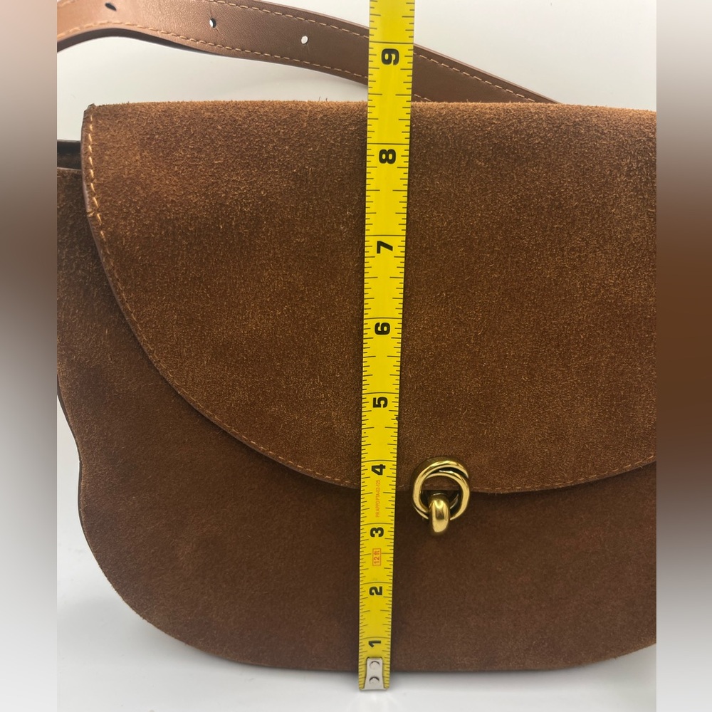 Women’s Brown Faux Suede Leather Convertible Crossbody Hand Bag OS - Picture 8 of 13